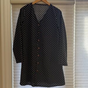SHEIN Black and White Polka Dot Button-Up Dress